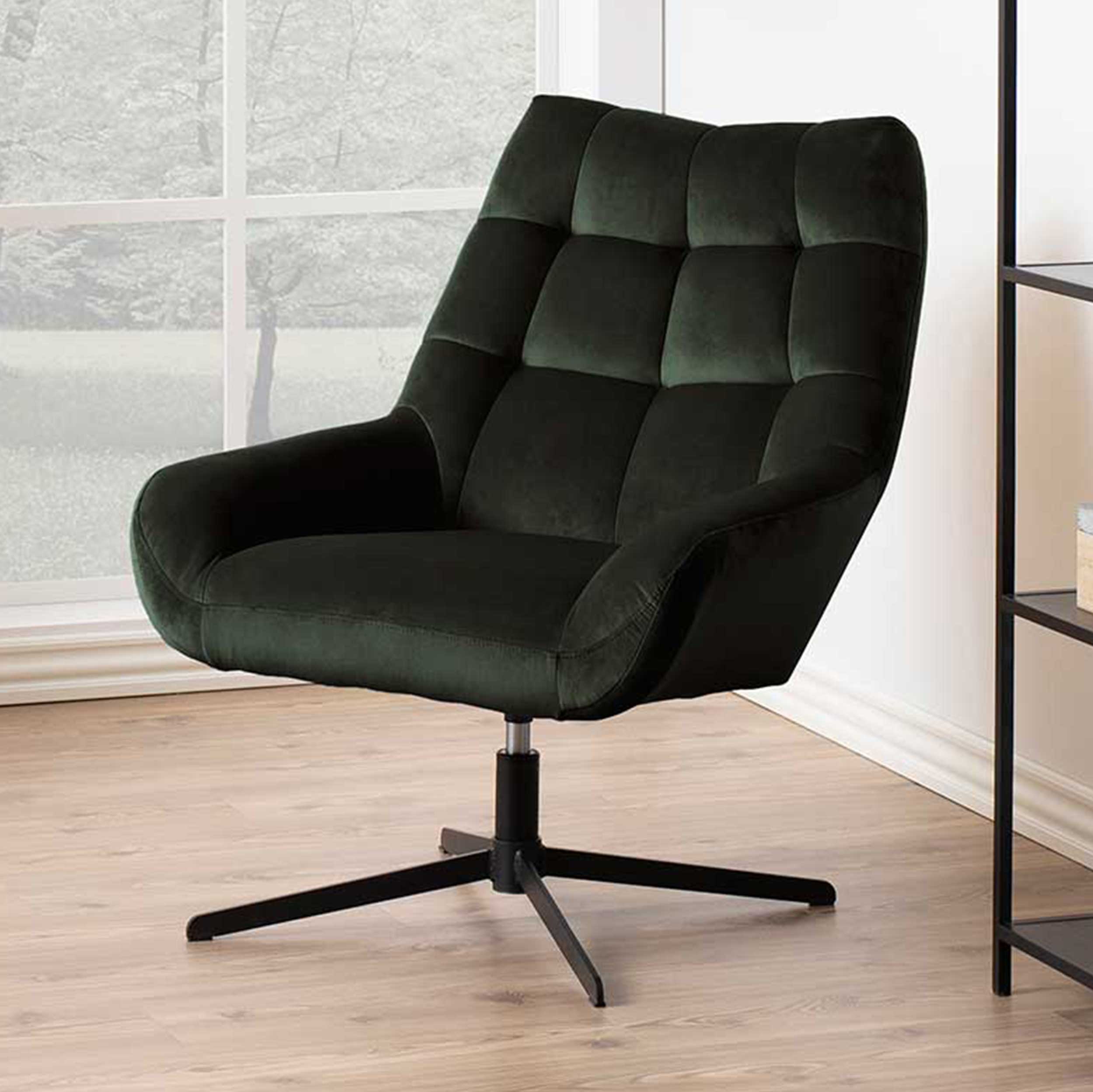 Fauteuil pivotant Madrid - vert foncé/noir