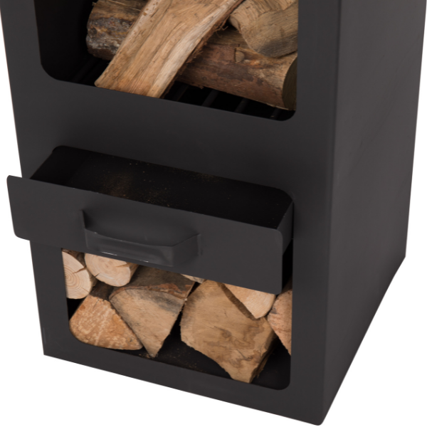 Foyer de jardin Dakota XXL avec stockage du bois acier - noir - Image 3