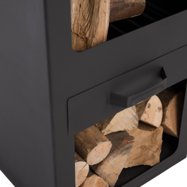 Foyer de jardin Dakota XXL avec stockage du bois acier - noir - Image 4