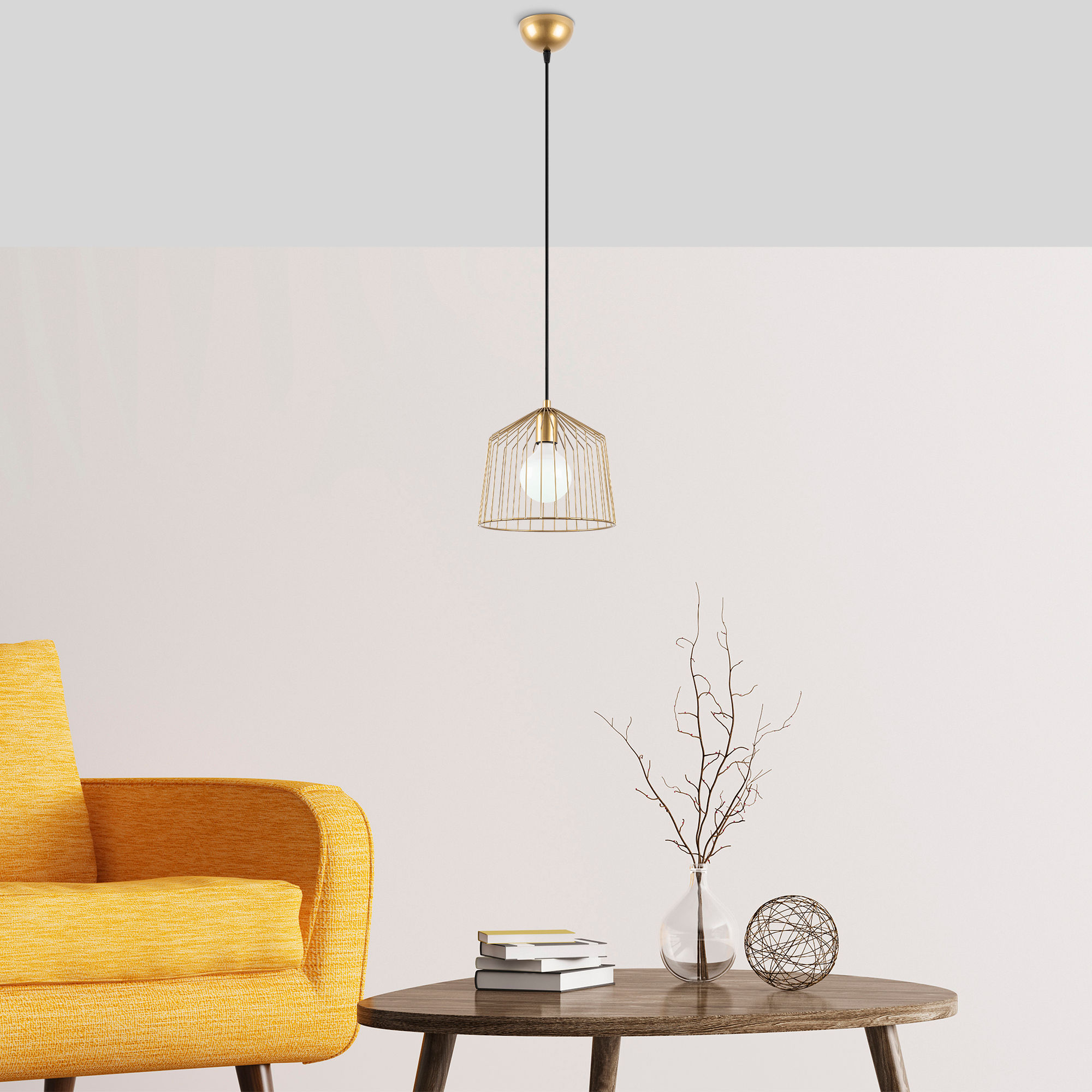 Fulgor Chandelier | Corps en métal| Or brillant | Hauteur réglable