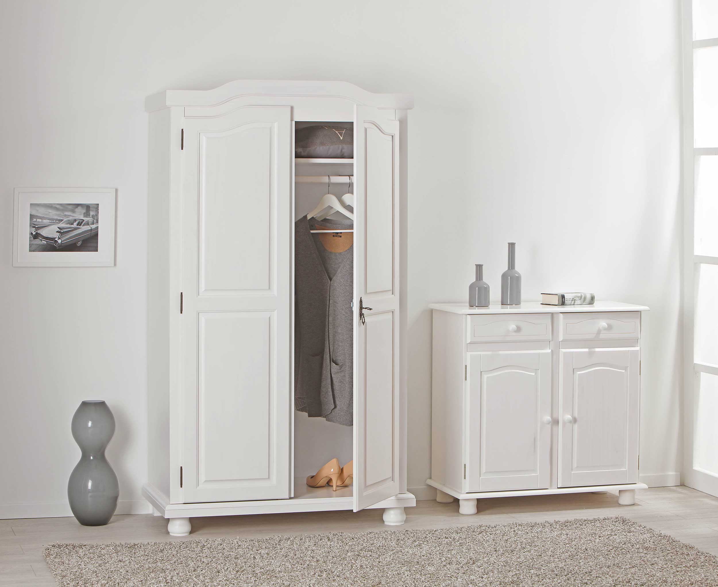 Garde-robe Bastian 104cm avec 2 portes - blanc - Image 8