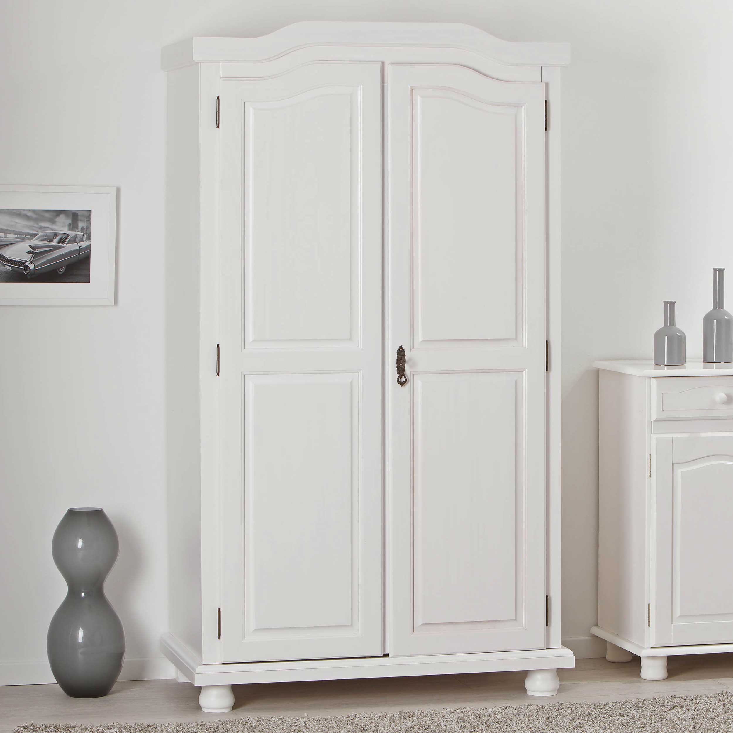 Garde-robe Bastian 104cm avec 2 portes - blanc