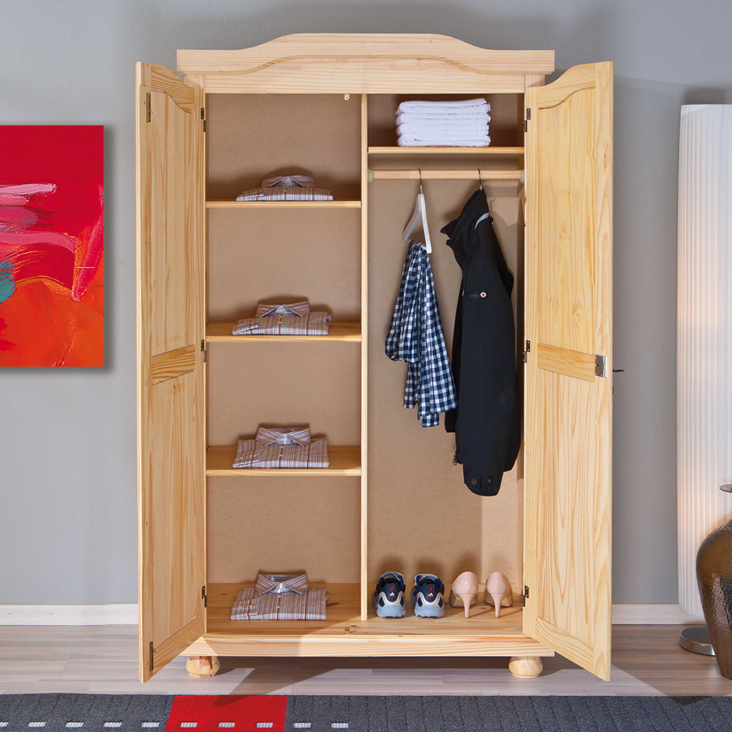 Garde-robe Bastian 104cm avec 2 portes - bois de pin - Image 7