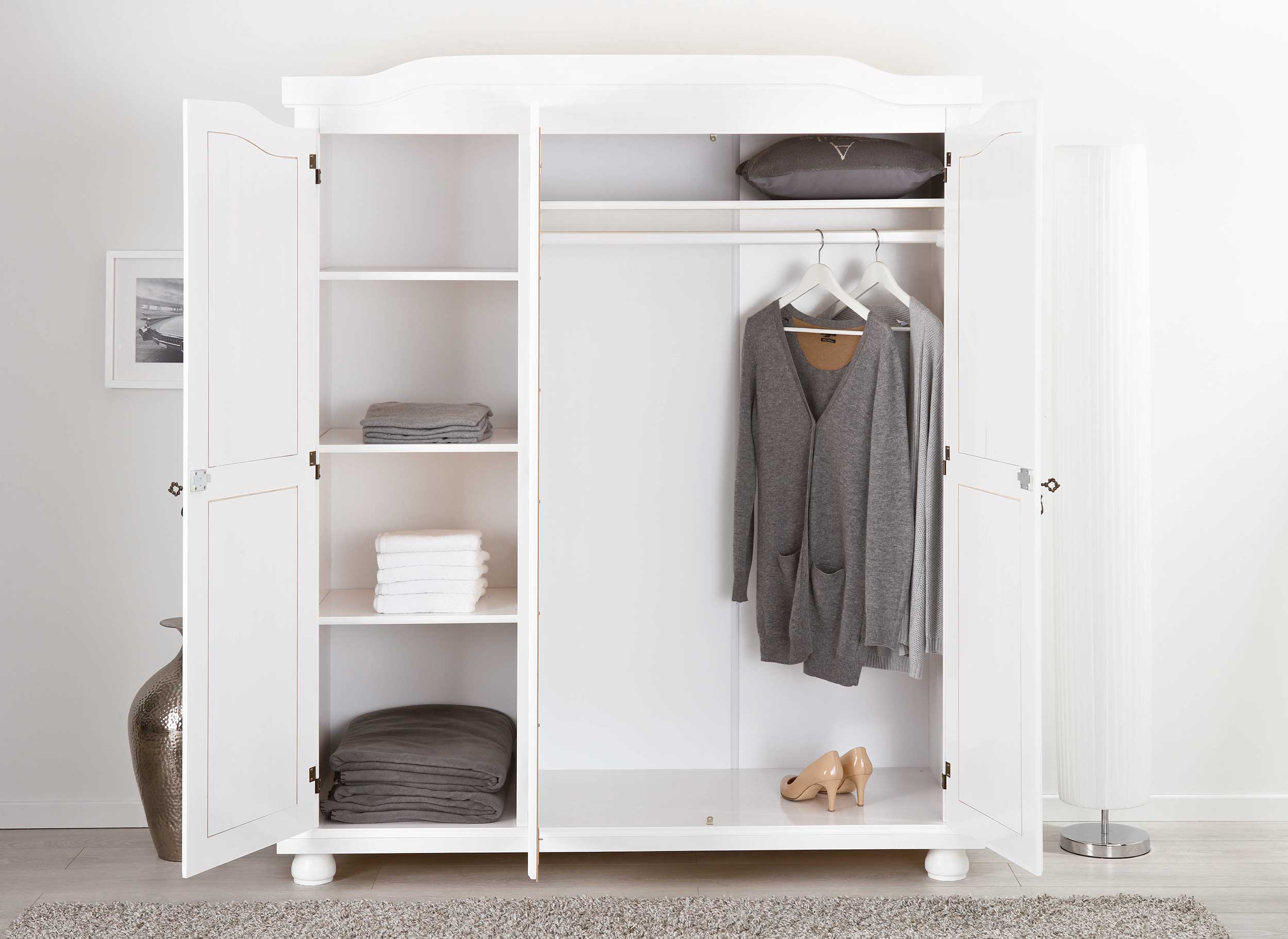 Garde-robe Bastian 150cm avec 3 portes - blanc - Image 12