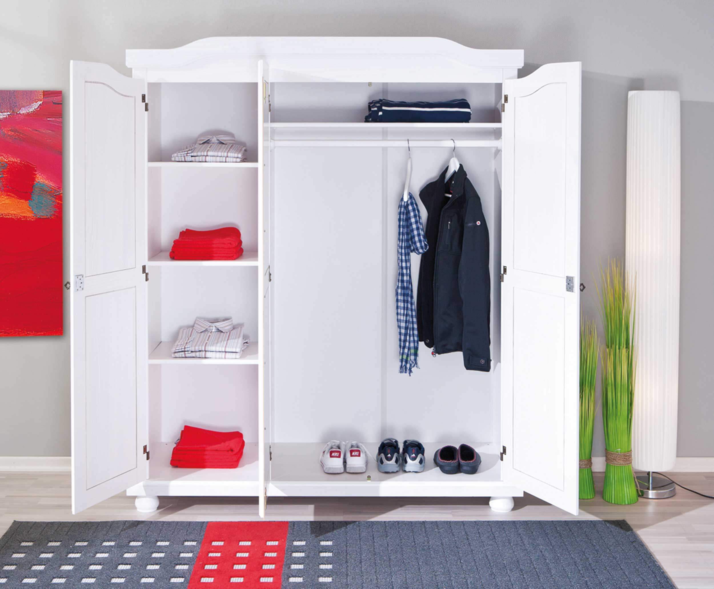 Garde-robe Bastian 150cm avec 3 portes - blanc - Image 3