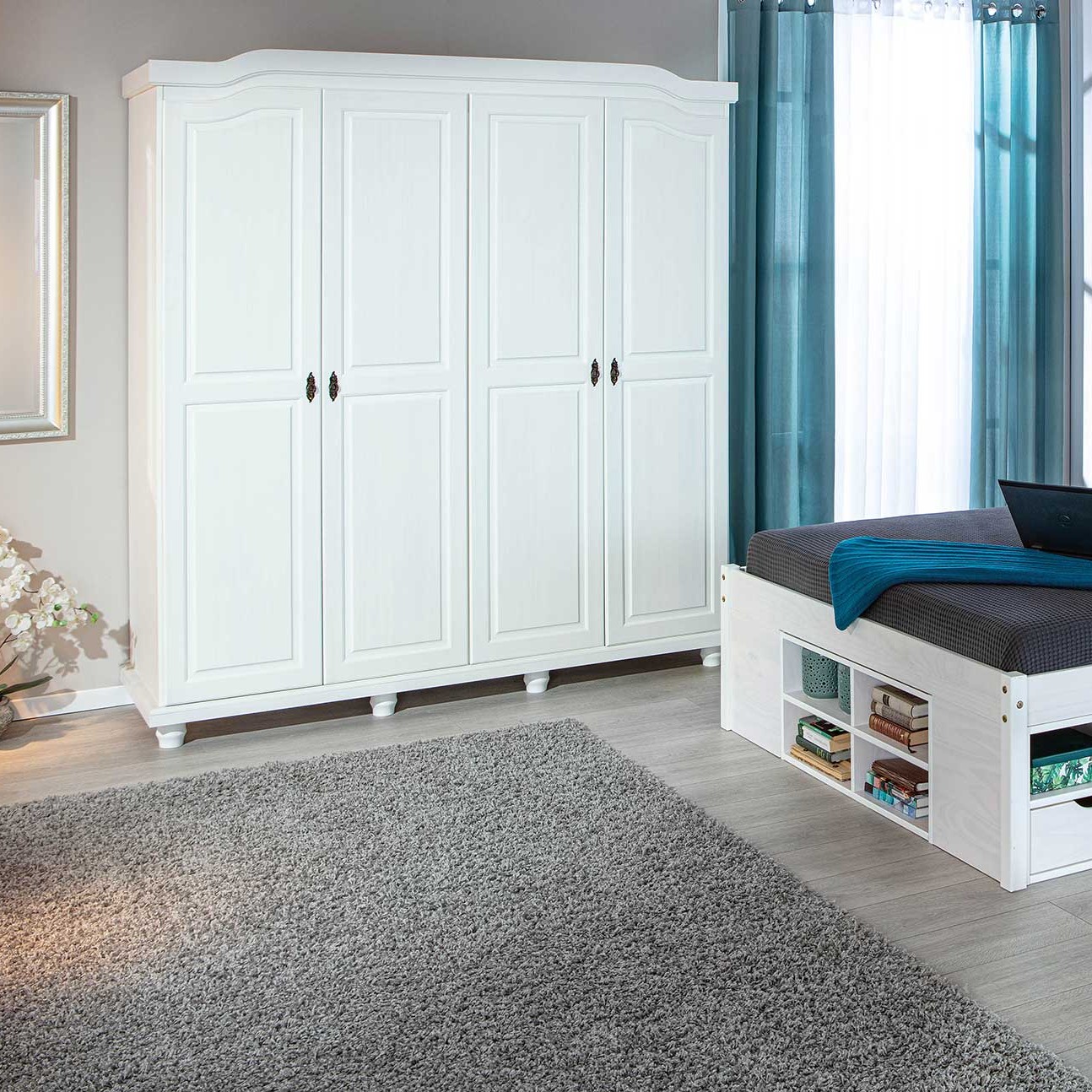 Garde-robe Ivy 197cm 4 portes - blanc