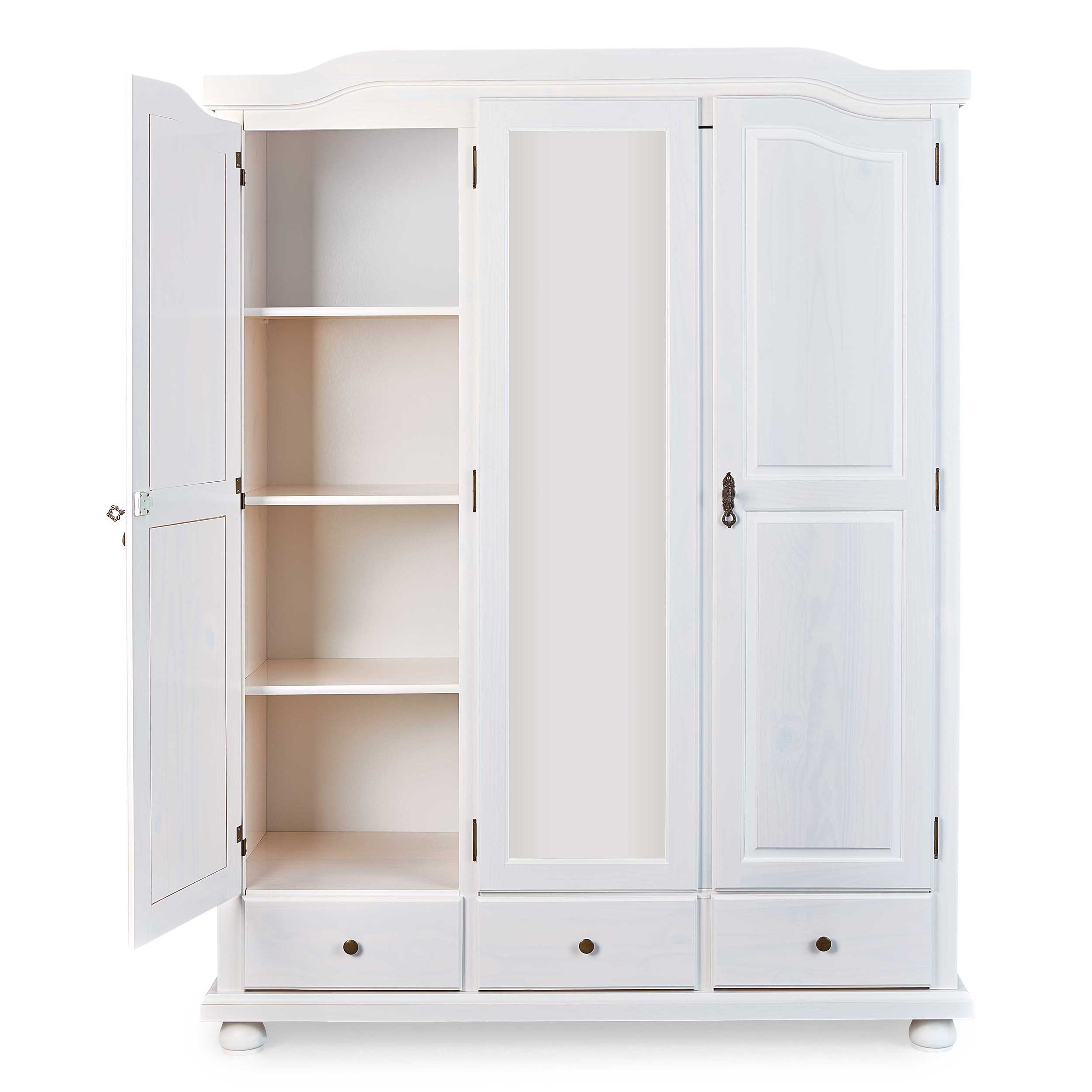 Garde-robe Karel 150cm avec 3 portes & miroir - blanc - Image 6