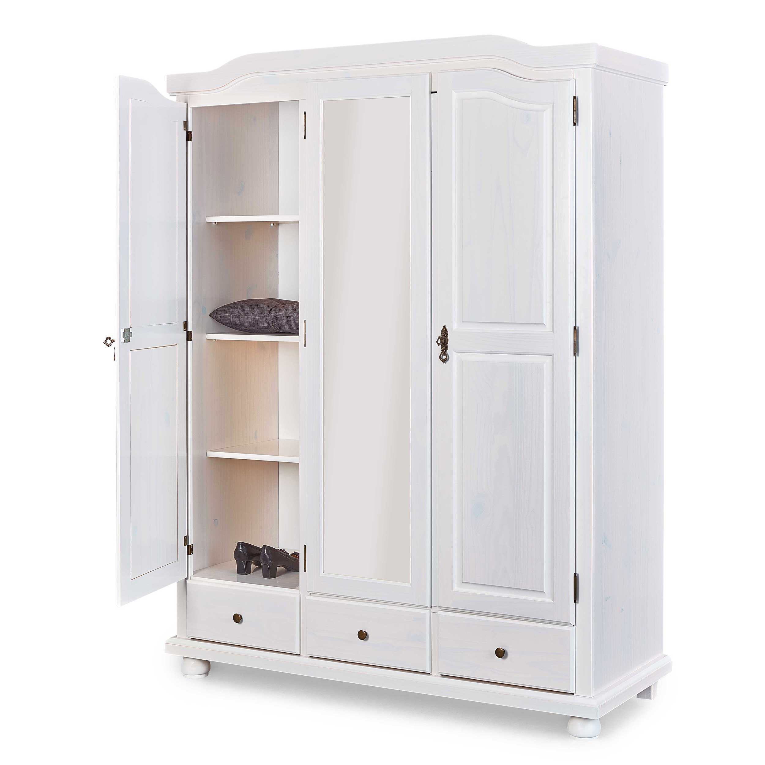 Garde-robe Karel 150cm avec 3 portes & miroir - blanc - Image 9