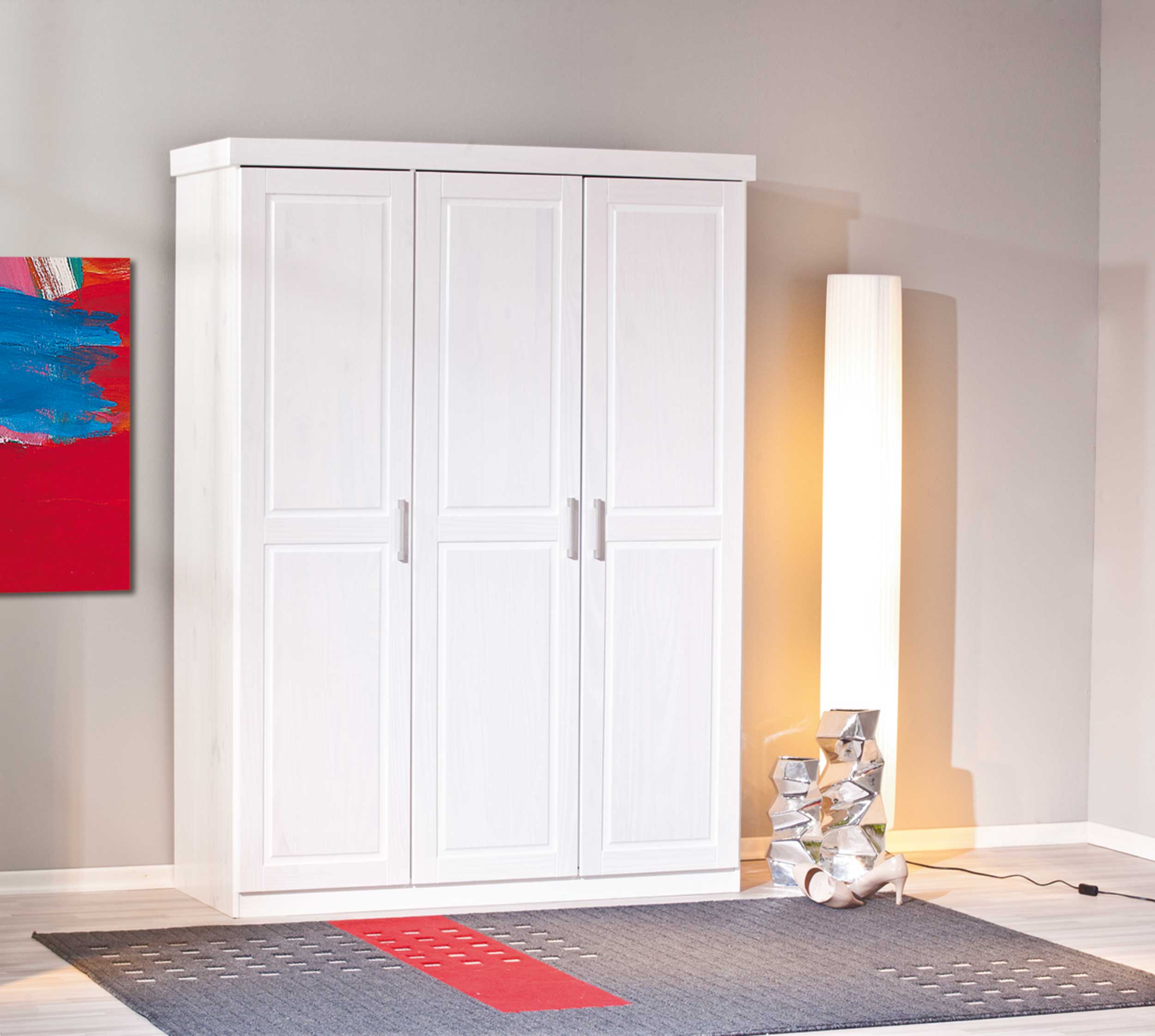 Garde-robe Léon 140cm avec 3 portes - blanc - Image 11