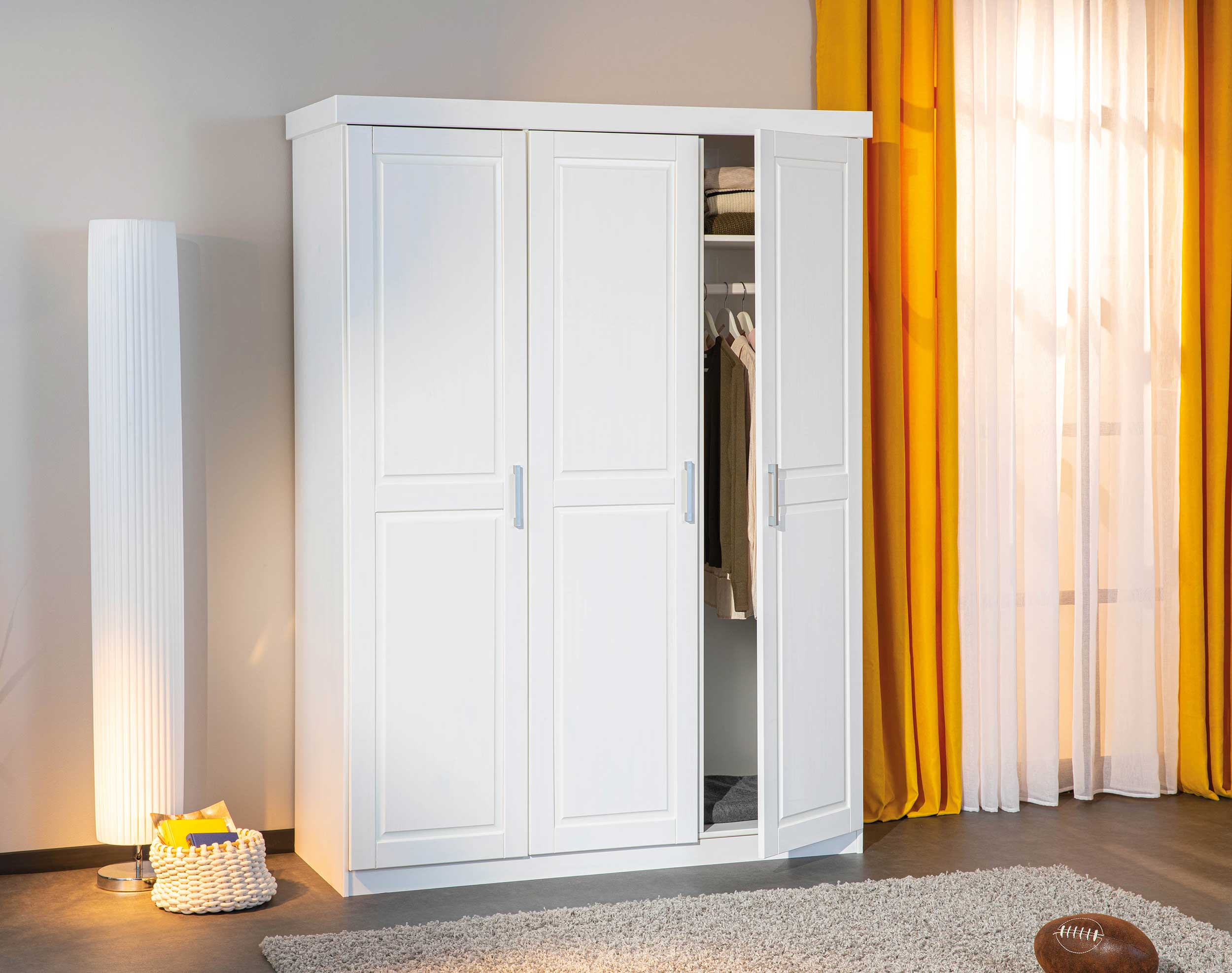 Garde-robe Léon 140cm avec 3 portes - blanc - Image 10