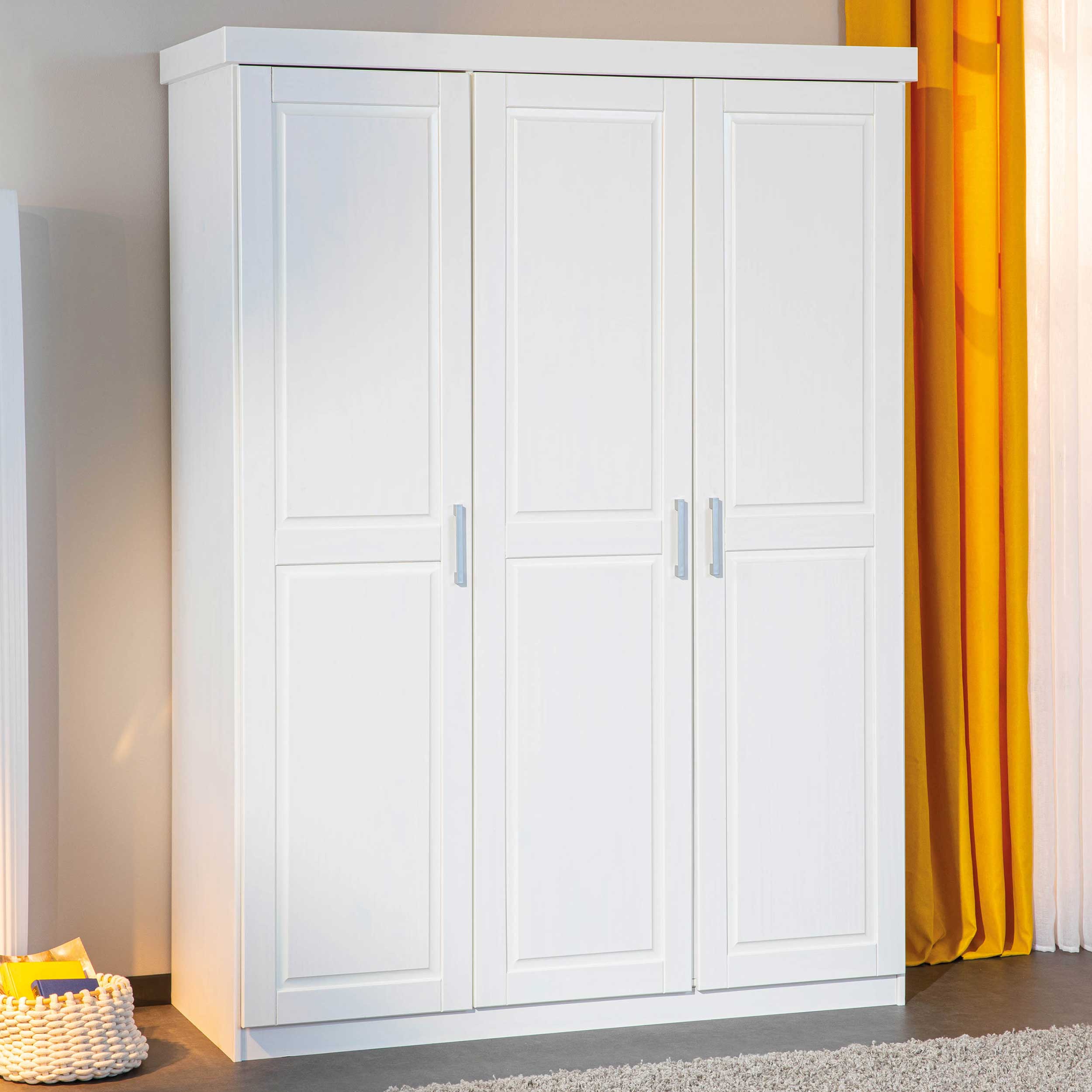 Garde-robe Léon 140cm avec 3 portes - blanc