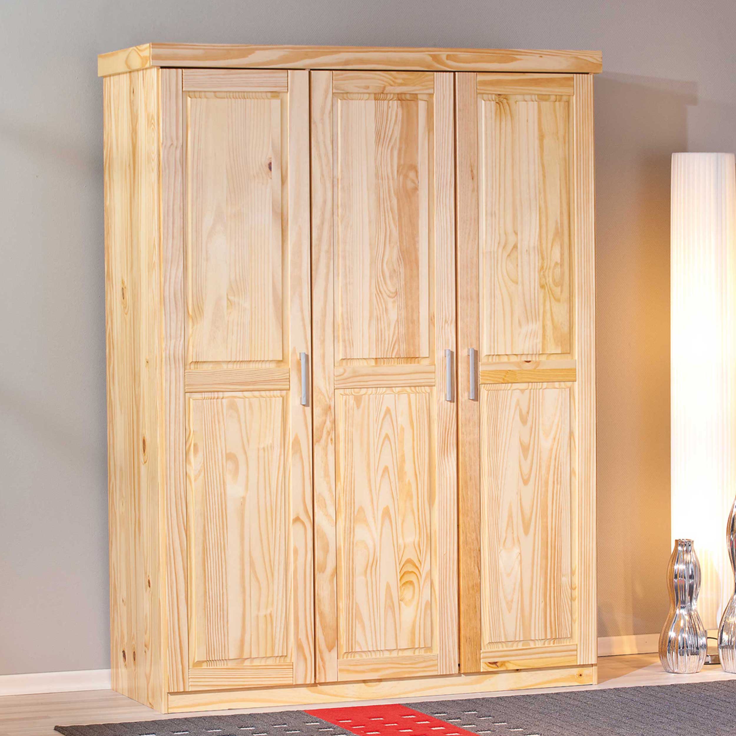 Garde-robe Léon 140cm avec 3 portes - bois de pin - Image 5