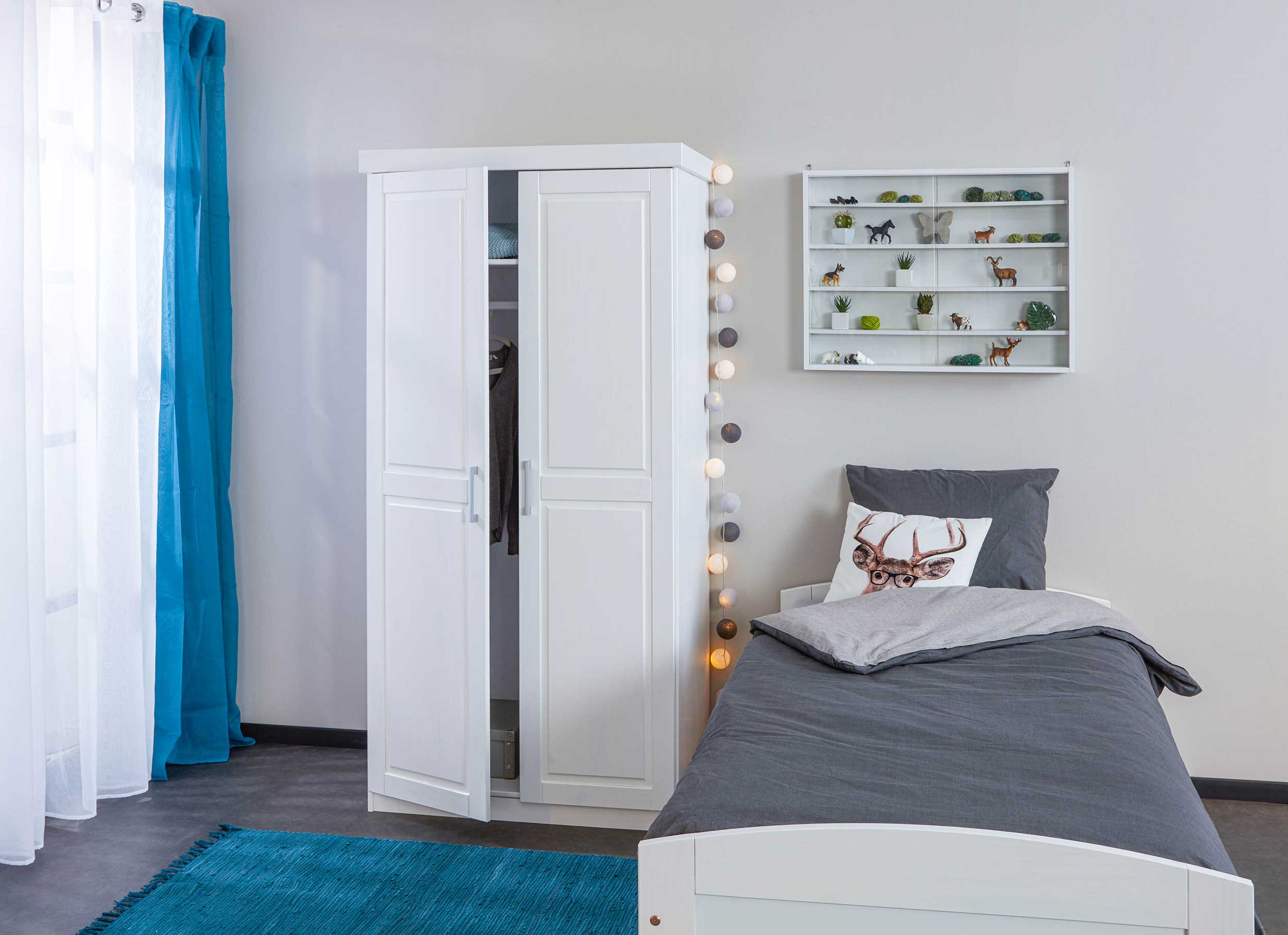 Garde-robe Léon 95cm avec 2 portes - blanc - Image 9