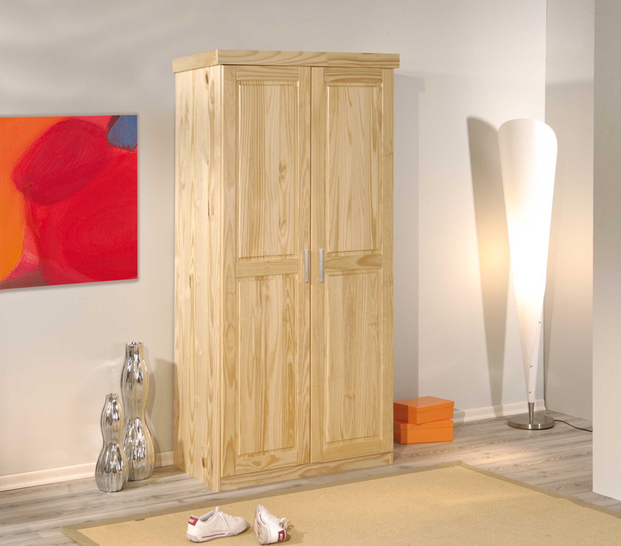 Garde-robe Léon 95cm avec 2 portes - bois de pin - Image 9