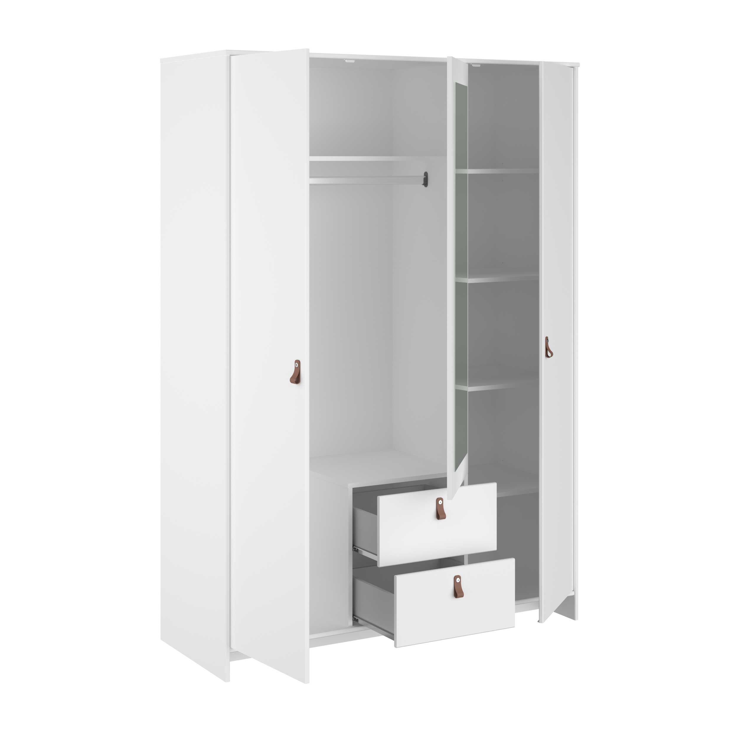 Garde-robe Minty 137cm, 3 portes & 2 tiroirs - blanc - Image 7