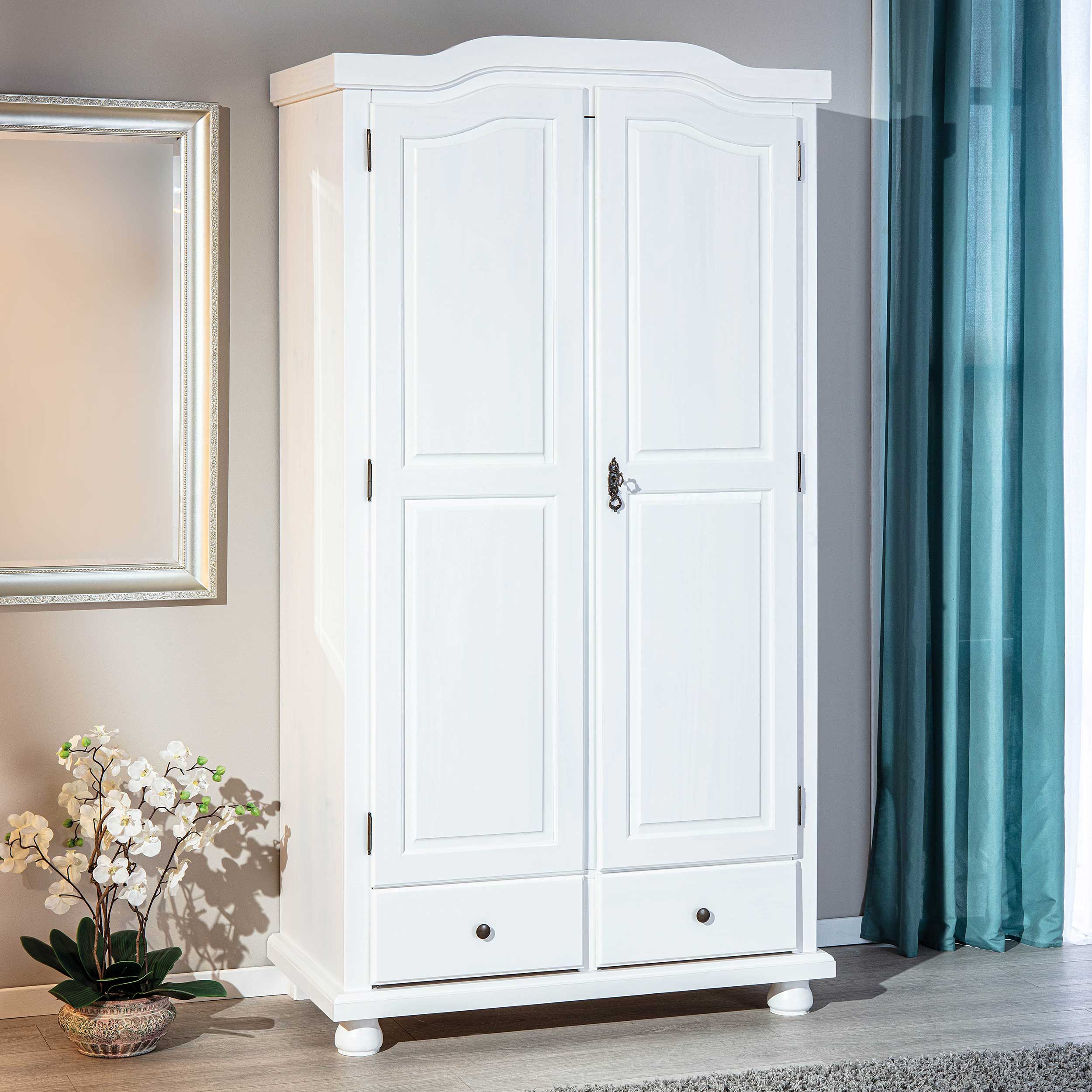Garde-robe Ruth 104cm avec 2 portes - blanc
