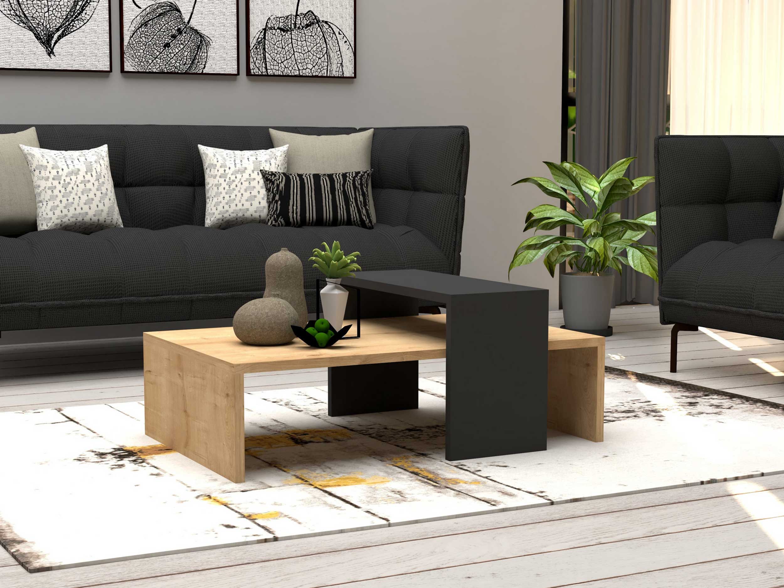 Glow Table basse | 100 % MÉLAMINÉ | Saphir, Anthracite - Image 5