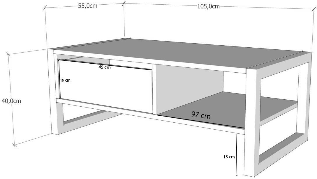 Haldizen Table basse | 100 % MÉLAMINÉ | Pin Atlantique, noir - Image 2