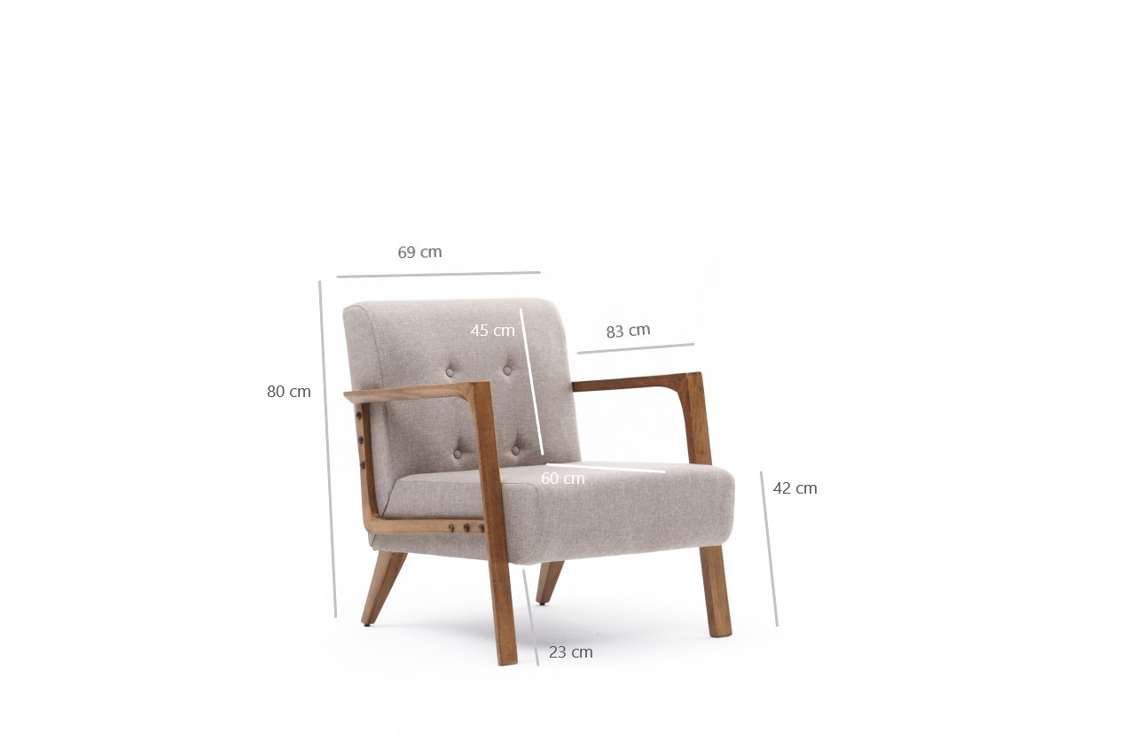 Kemer Fauteuil à oreilles | Bois de hêtre | Crème - Image 2