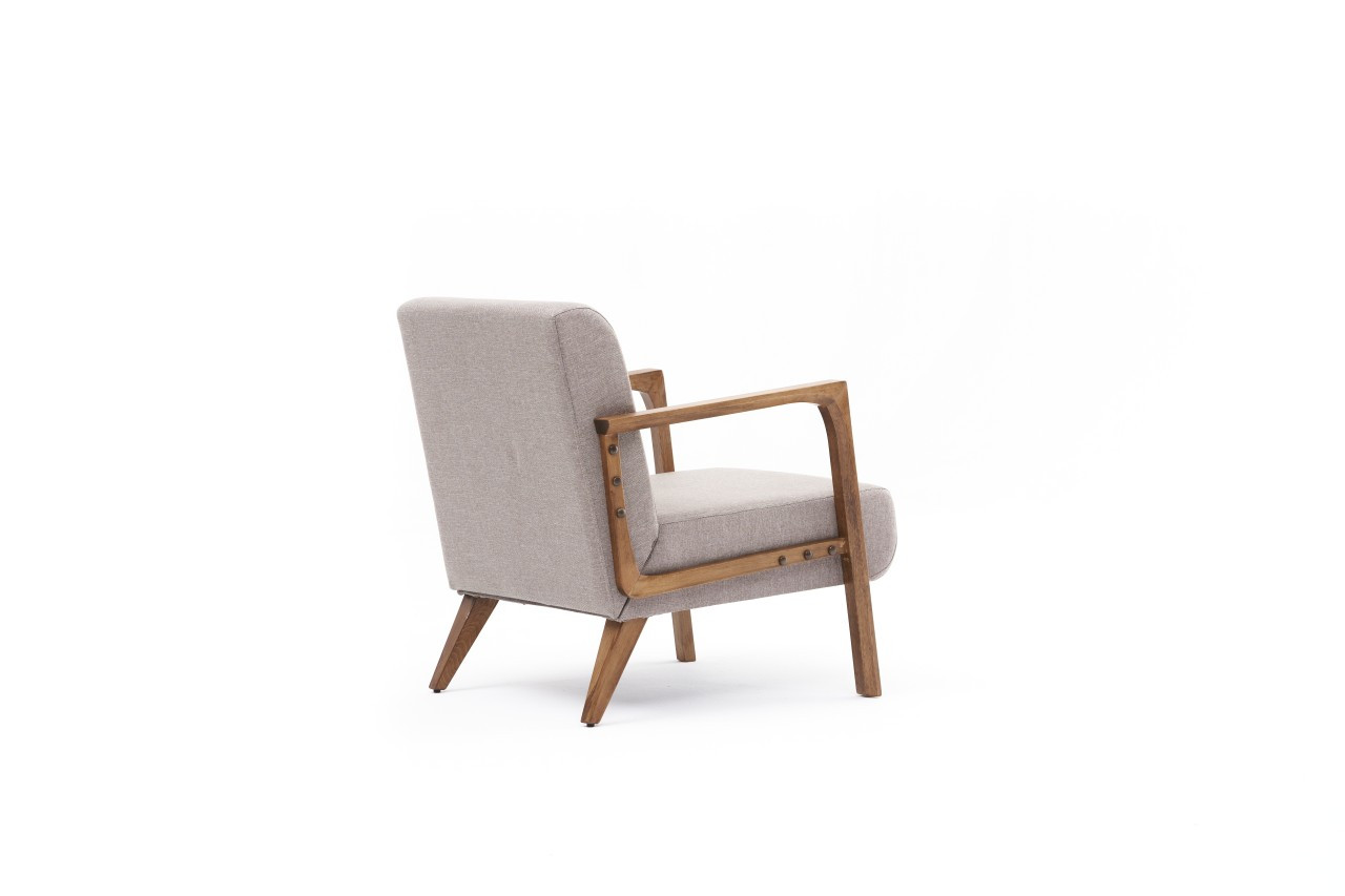 Kemer Fauteuil à oreilles | Bois de hêtre | Crème - Image 3