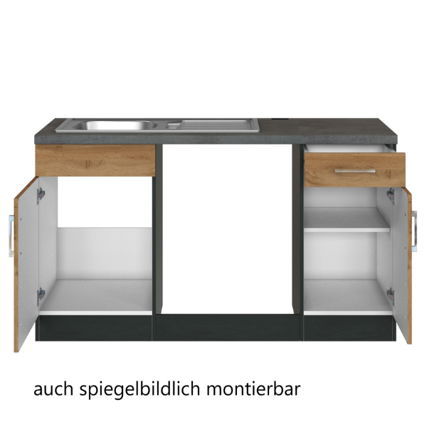 Kitchenette forme L Sorrella 210cm avec espace pour four et lave-vaisselle - chêne - Image 11