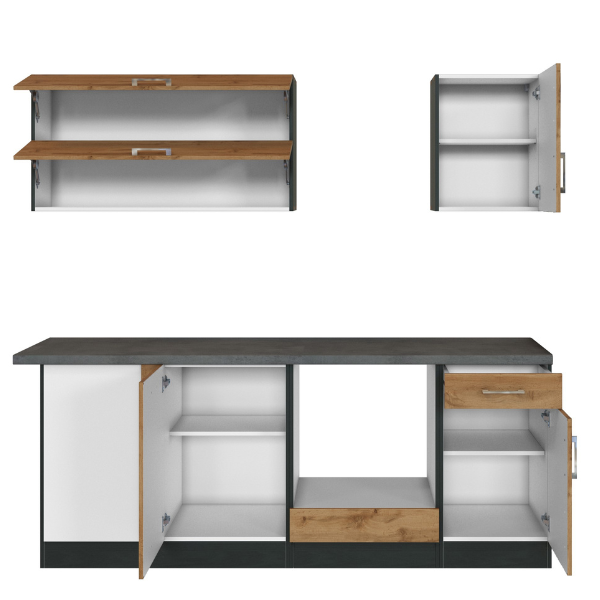 Kitchenette forme L Sorrella 210cm avec espace pour four et lave-vaisselle - chêne - Image 12