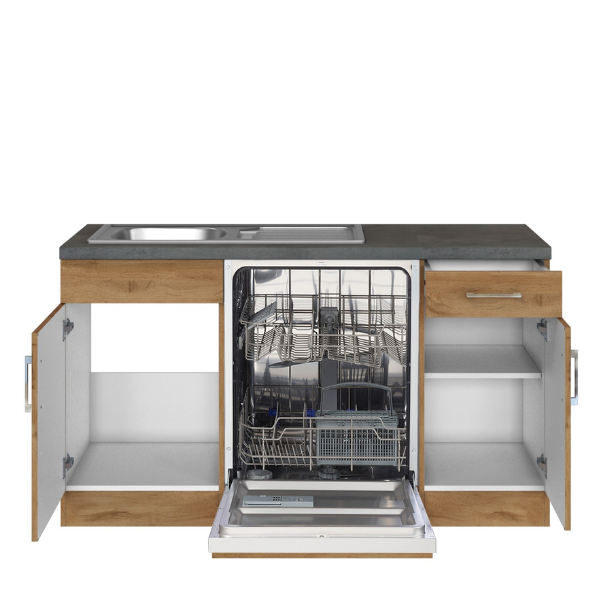 Kitchenette forme L Sorrella 210cm avec four et lave-vaisselle - chêne - Image 11