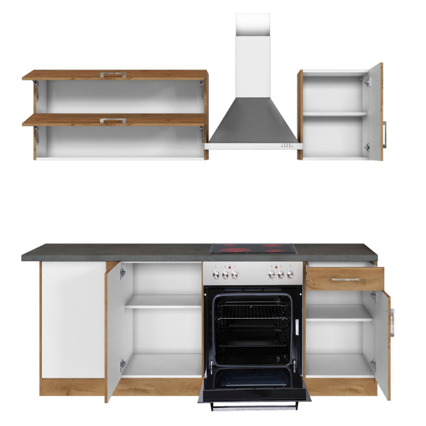 Kitchenette forme L Sorrella 210cm avec four et lave-vaisselle - chêne - Image 12