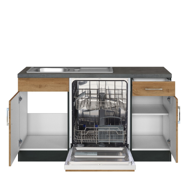 Kitchenette forme L Sorrella 270cm avec four, lave-vaisselle et réfrigérateur - chêne - Image 10