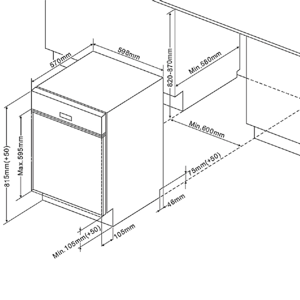 Kitchenette Ragnar 220cm avec espace pour four et lave-vaisselle - blanc brillant - Image 3