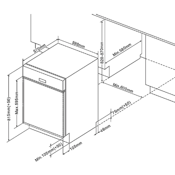 Kitchenette Ragnar 220cm avec four et lave-vaisselle - anthracite brillant - Image 5