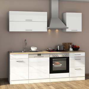 Kitchenette Ragnar 220cm avec four et lave-vaisselle - blanc brillant