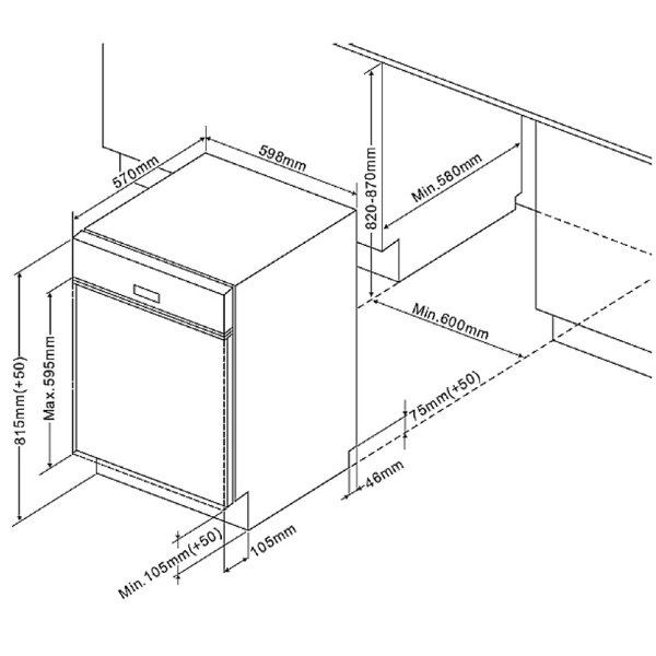 Kitchenette Ragnar 280cm avec micro-ondes, réfrigérateur, four et lave-vaisselle - blanc brillant - Image 7