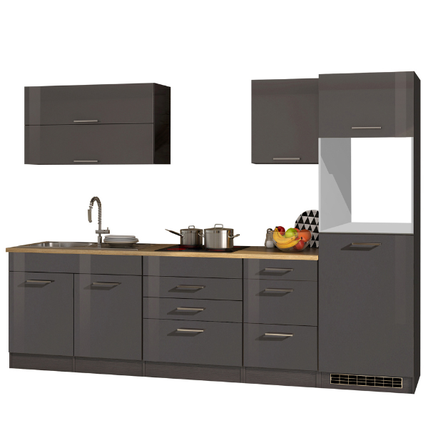 Kitchenette Ragnar 290cm avec espace pour réfrigérateur et four - anthracite brillant - Image 10