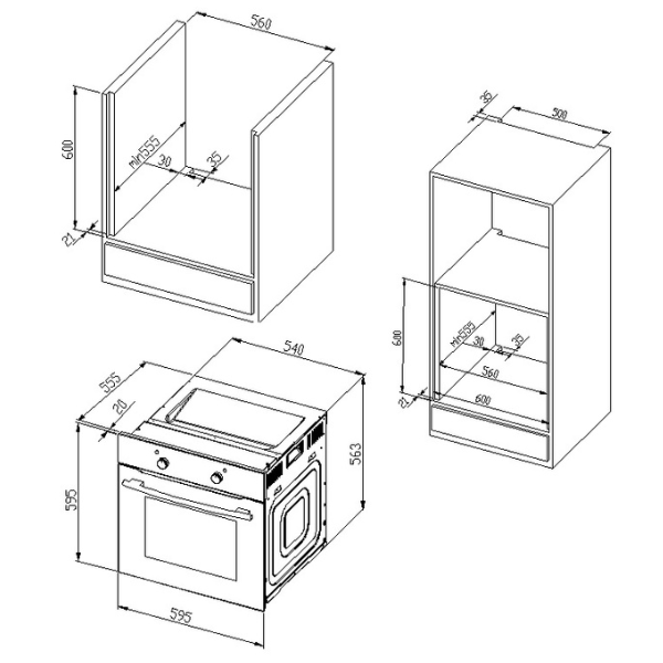 Kitchenette Ragnar 290cm avec four et réfrigérateur - blanc brillant - Image 7