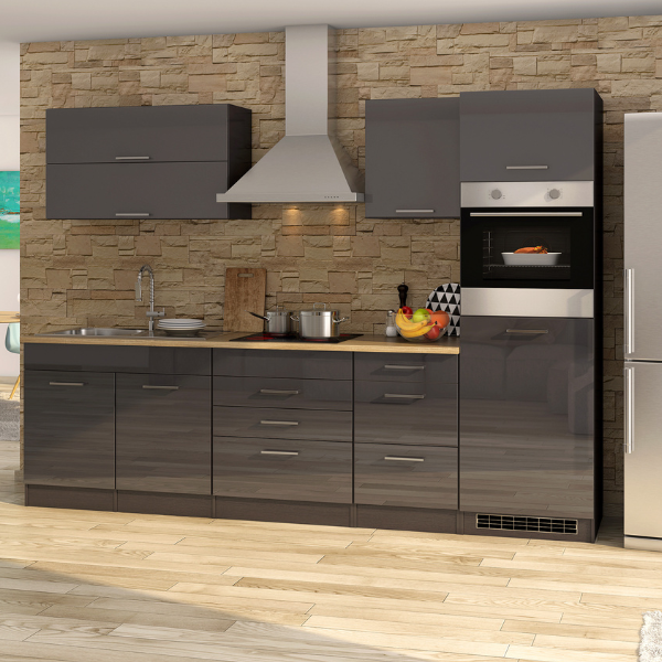 Kitchenette Ragnar 290cm avec un four - anthracite brillant