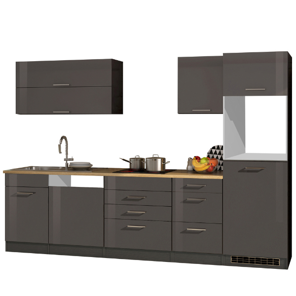 Kitchenette Ragnar 300cm avec espace pour réfrigérateur, four et lave-vaisselle - anthracite blanc - Image 11