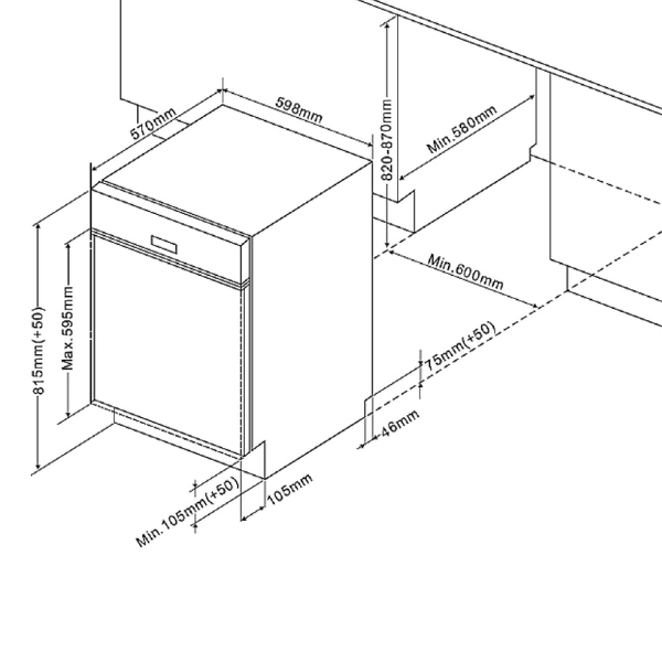 Kitchenette Ragnar 300cm avec espace pour réfrigérateur, four et lave-vaisselle - anthracite blanc - Image 6