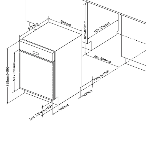 Kitchenette Ragnar 300cm avec four, réfrigérateur et lave-vaisselle - anthracite brillant - Image 5