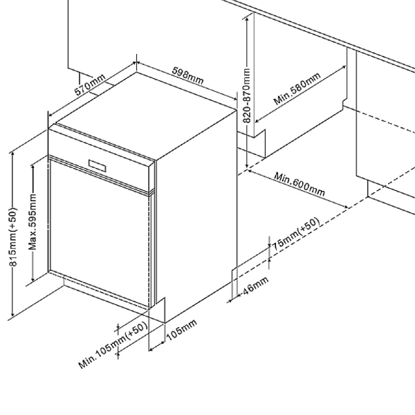 Kitchenette Ragnar 310cm avec espace pour micro-ondes, réfrigérateur, four et lave-vaisselle - anthracite brillant - Image 9