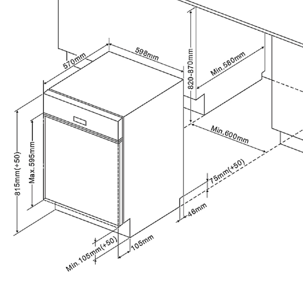 Kitchenette Ragnar 330cm avec four, micro-ondes, lave-vaisselle et réfrigérateur - anthracite brillant - Image 6