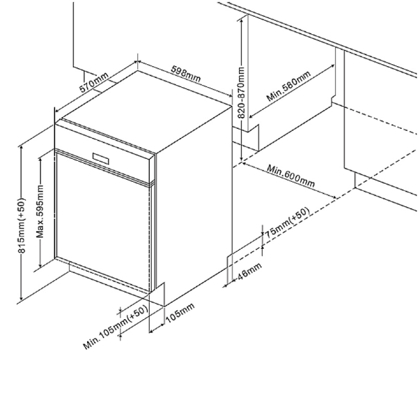 Kitchenette Ragnar 330cm avec lave-vaisselle et four - blanc brillant - Image 7