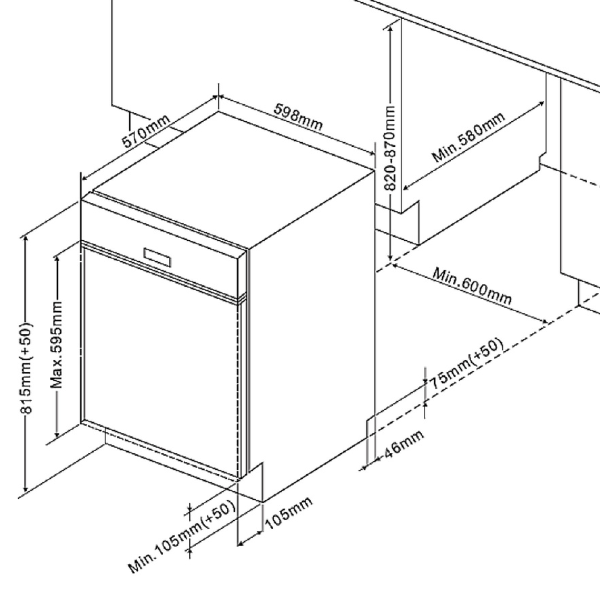 Kitchenette Ragnar 360cm avec espace pour réfrigérateur-congélateur, lave-vaisselle et four - anthracite brillant - Image 7