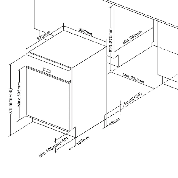 Kitchenette Ragnar 360cm avec réfrigérateur-congélateur, lave-vaisselle et four - anthracite brillant - Image 4