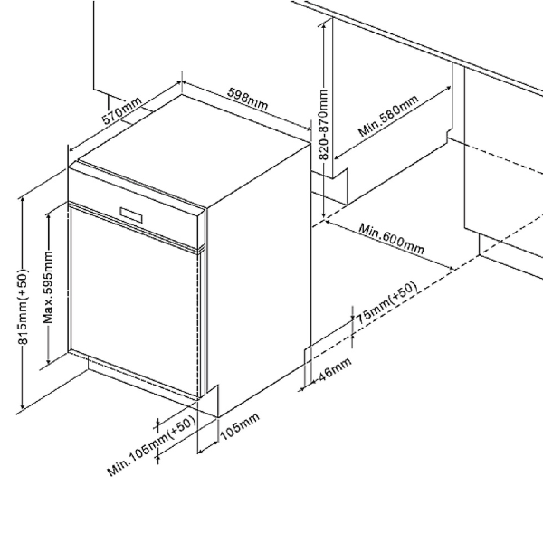 Kitchenette Ragnar 370cm avec four, micro-ondes, lave-vaisselle et réfrigérateur - blanc brillant - Image 4