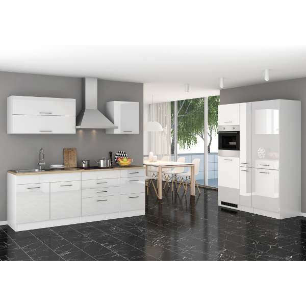 Kitchenette Ragnar 380cm avec espace pour réfrigérateur-congélateur et four - blanc brillant - Image 11
