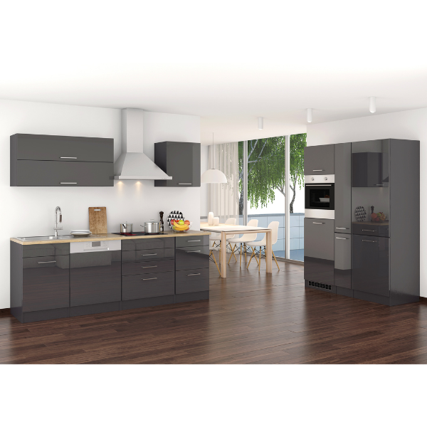 Kitchenette Ragnar 390cm avec espace pour réfrigérateur-congélateur, lave-vaisselle et four - blanc brillant - Image 11