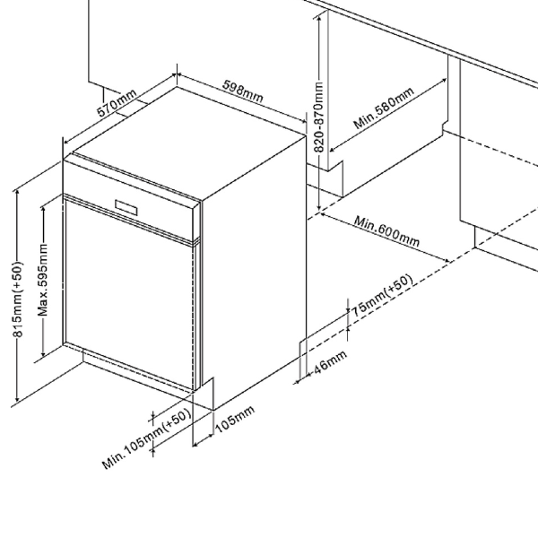 Kitchenette Ragnar 390cm avec espace pour réfrigérateur-congélateur, lave-vaisselle et four - blanc brillant - Image 6