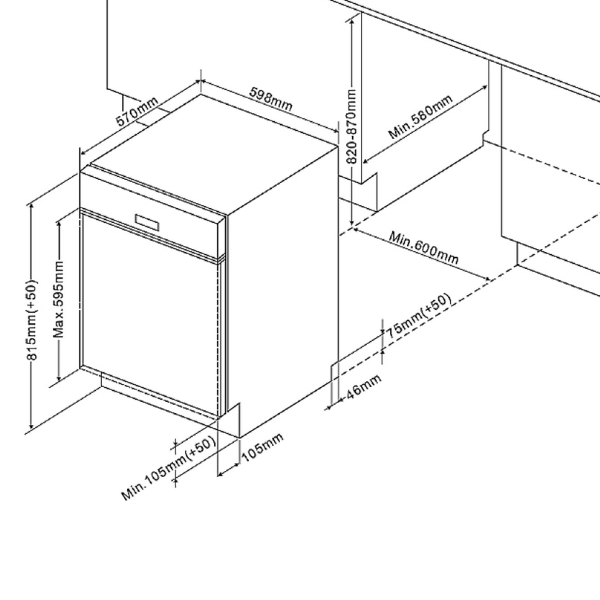 Kitchenette Ragnar 390cm avec réfrigérateur-congélateur, lave-vaisselle et four - anthracite brillant - Image 7