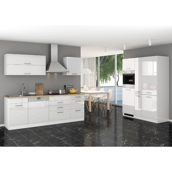 Kitchenette Ragnar 390cm avec réfrigérateur-congélateur, lave-vaisselle et four - blanc brillant - Image 2